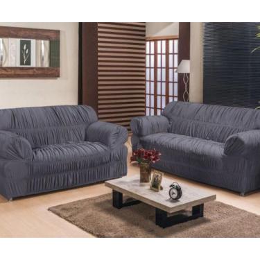 Imagem de Capa de Sofá Elasticada 2 e 3 Lugares - Cinza - Doce Lar Enxovais