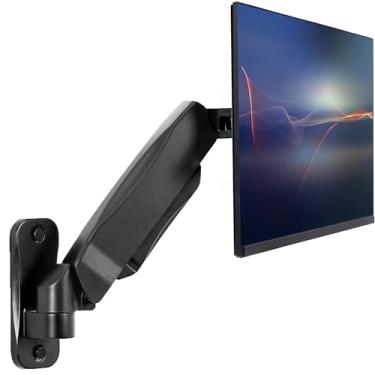 Imagem de Suporte de parede VIVO preto, altura ajustável, braço pneumático, monitor único, articulado com movimento completo | Serve para tela de 17 a 27 polegadas (MOUNT-V001A)
