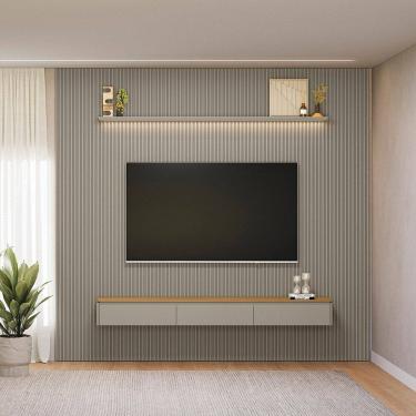 Imagem de Painel para Tv 80 Polegadas com Led Ripado Modular Tauari / Gris Fosco