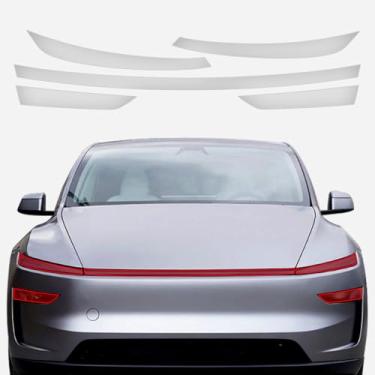 Imagem de skoko (2psc em 1 conjunto) Faróis e luzes do dia película protetora transparente PPF para Tesla Model Y Juniper, protetor de pedra e lascas de rocha, envoltório