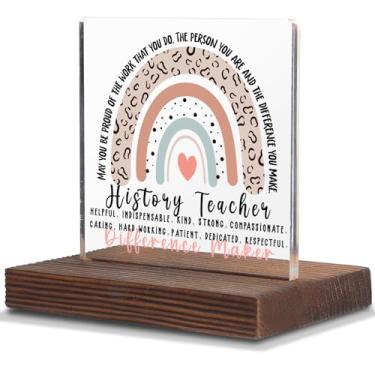 Imagem de Presentes para professores de história, agradecimento, presentes de agradecimento para a semana do professor de história, formatura, aniversário, Natal, escritório, decoração de mesa, placa decorativa