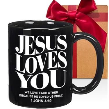 Imagem de Caneca de café cristã Jesus Loves You, presentes religiosos para mulheres, presente religioso de incentivo, presente de batismo na escola dominical, presentes de aniversário para mãe, avó, irmã, amiga