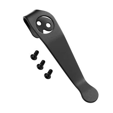 Imagem de Clipe de bolso de titânio para transporte profundo para Spyderco Para 3 e canivetes, clipe de bolso premium personalizado com 3 parafusos, preto