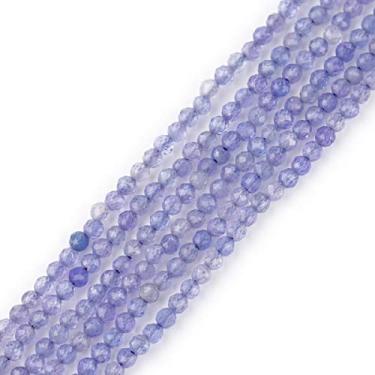 Imagem de GEM-Inside Grau AA 2 mm Tanzanita Azul Natural Pedra Pedra Quartzo Facetado Redondo Pequeno Espaçador Contas para Fazer Joias Pulseira Brincos Berloques Fio Completo 38 cm