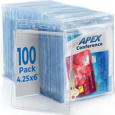 Imagem de Mata1 - Protetor de cartão vertical GG de plástico EUA (transparente, 10 x 15 cm, pacote com 100), porta-passaporte grande sem zíper