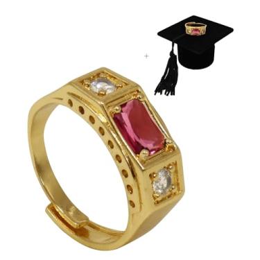 Imagem de Anel Ajustável Masculino de Formatura Feito De Moeda Antiga Banhado A Ouro Com Capelo - Ciências Contábeis