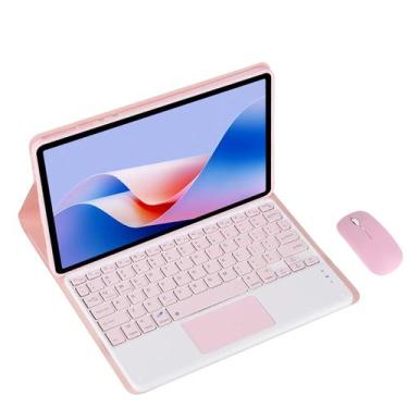 Imagem de Capa De Teclado Com Suporte De Couro PU Sem Fio Com Mouse Para Tablet 