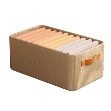 Imagem de Caixa De Armazenamento De Roupas Dobrável Grande Capacidade Gaveta Organizador Não Tecido Tecido Roupas Recipiente para Home Bedroom Wardrobe (Cáqui extra grande 18,8 x 11,6 x 9,4in)