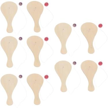 Imagem de COHEALI Brinquedo Infantil De Remo, 20 Peças, Bolas Artesanato Para Pintura Natal, Atividades Festa, Bola Madeira, Guloseimas, Estilo Mão, Enchimentos, Acessórios Arte B Com Raquetes, Educativos