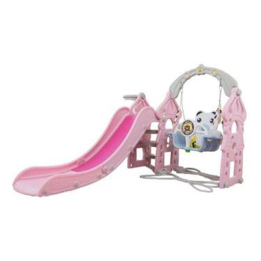 Imagem de Playground 3 Em 1 Rosa Escorregador, Balanço, Cesta Urso Rosa Importwa
