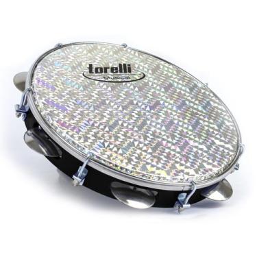 Imagem de Pandeiro Injetado 12" Pele Holográfica Torelli TP 308 Preto