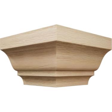 Imagem de 1 5/20.3 cm P x 6 cm A WM52 Americraft Solid Hardwood Stain Grade MiterLink Crown Molding Outside Corner, White Oak (Matches Moulding MLDW01X03WM52WO)