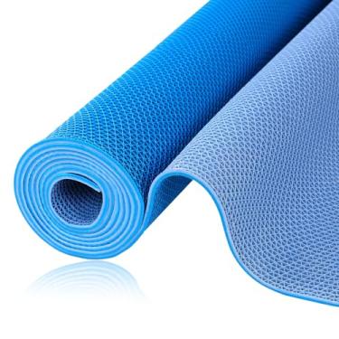 Imagem de TEEMO 1 tapete de piscina para deck 0,9 x 3 m, tapete de drenagem de borracha antiderrapante, tapete de piso de drenagem antiderrapante para uso ao ar livre (azul lago e azul neblina)