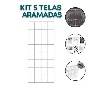 Imagem de Kit 5 Telas Aramada 20x40cm Painel Home Office Mural Recados Planejame