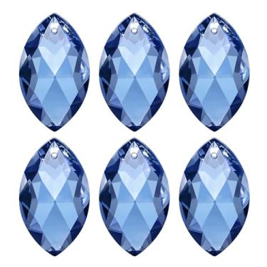 Imagem de PATIKIL Pingentes de cristal K9, contas ovais, pacote com 6, lustre de 38 mm, peças de prismas, contas penduradas, lâmpada DIY para decoração de artesanato, azul