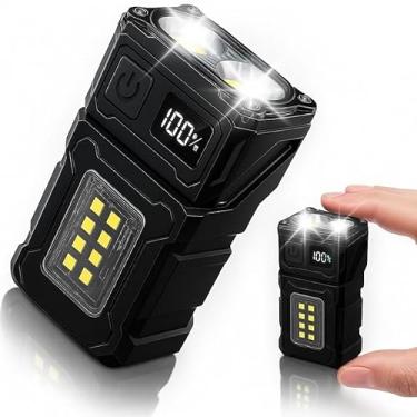 Imagem de Lanterna Tática LED Recarregável 4000 Lumens Compacta à Prova Dágua Imã Magnético 7 Modos de Luz RGB Multifuncional Cabeça Giratória Mãos Livres USB Portátil