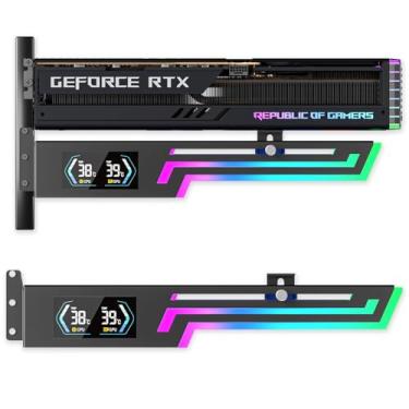 Imagem de GSCOLER ARGB Suporte GPU com tela de temperatura de CPU e GPU, suporte universal para placa gráfica, suporte ajustável em vários ângulos para placas de vídeo, suporte de GPU embutido 5V3PIN com faixa