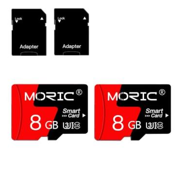 Imagem de Pacote com 2 cartões micro SD de 8 GB com adaptador SD cartão de memória de alta velocidade, cartão TF de memória C10 A1 para câmera/câmera de painel/smartphone/tablet/drone