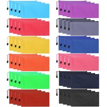 Imagem de YOPCDJ 48 Bolsas Com Zíper - Estojo Para Lápis 9,2 X 4,5", Caixa Tamanho Nota, À Prova D'Água, Pequenas Organizadoras Em 12 Cores Armazenamento De Material Escritório E Acessórios Viagem