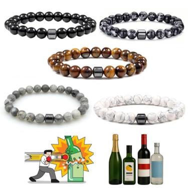 Imagem de TACBSP Pulseira Glame antiálcool para homens e mulheres parar de beber álcool manifestação hematita conjunto de pulseiras ajustáveis para homens mulheres ansiedade alívio estresse presentes, Large