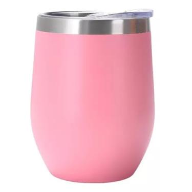 Imagem de Copo Térmico Inox Cuia 360ml, Parede Dupla, Tampa Antivazamento, Conservação 12h, Diversas Cores (Rosa)