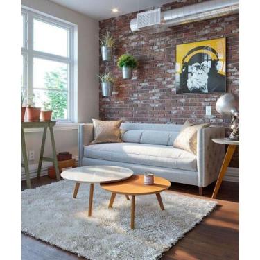 Imagem de Kit Mesa De Centro Ambiente Classic Redonda Off White Nature - Imcal -