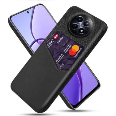 Imagem de Capa para Realme 12 5G,Anti-deslizamento,Proteção contra quedas de 360°,Resistência à impressão digital,Tela e caso de couro PU com 1 slot de cartão atrás-Black