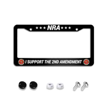 Imagem de Totedih NRA I Support The 2ND Second Amendment Rifle Gun Chrome License Plate Holder Fashion Plate Covers Car Accessories Decor for Women Men