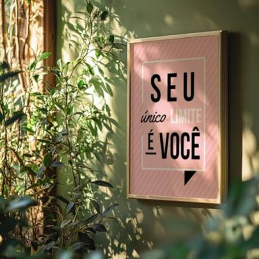 Imagem de Quadro Decorativo Seu Único Limite Com Moldura | Placa Decorativa Frase Motivacional Superação Crescimento Pessoal