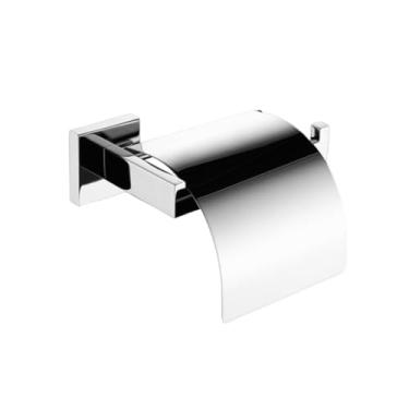 Imagem de Acessórios de banheiro de aço inoxidável Suporte para rolo de papel Toalheiro Prateleira Suporte para escova de vaso sanitário Prateleira de parede cromada Barra de toalha (Suporte com tampa)