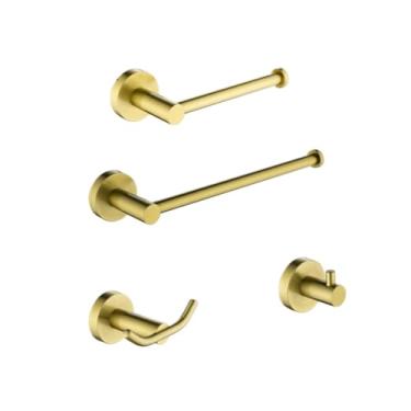 Imagem de Acessórios para banheiro em ouro escovado, toalheiro, escova de banheiro, suporte para rolo de papel, barra de toalha, gancho para sabonete, ferragens para banheiro, prateleira de parede (conjunt
