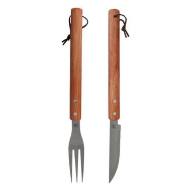 Imagem de Kit Para Churrasco Cabo de Madeira 2 Peças Bel