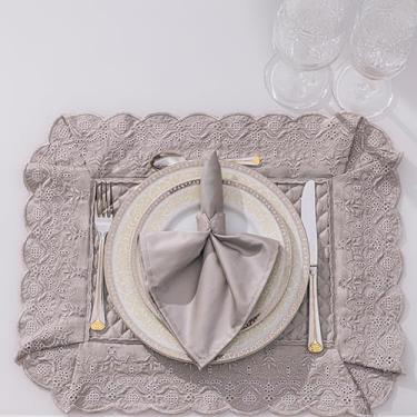 Imagem de Plumasul Conjunto Jogo Americano Bella Mesa Chateau Versailles 100% Algodão Cetim 400 fios - Cor Cinza