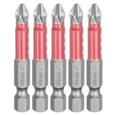 Imagem de HARFINGTON Chave de fenda Phillips antiderrapante 5 peças #2 PH2 1/10.2 cm, haste sextavada, 50 mm, brocas magnéticas de cabeça cruzada com jato de areia S2, ferramenta de chave de fenda industrial