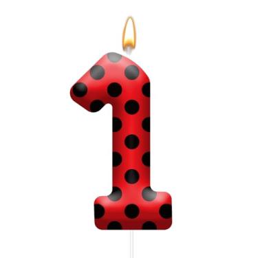Imagem de Velas de aniversário com tema joaninha – Velas decorativas de bolinhas vermelhas e pretas para festas temáticas de joaninha, chás de bebê, bolos de aniversário e celebrações inspiradas em joaninhas