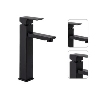 Imagem de Torneira Banheiro Preto Fosco Bica Alta Misturador Monocomando Aço Ino