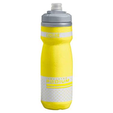 Imagem de CamelBak, Garrafa Podium Chill De 620ml Com Jet Valve, Moderna, Flexível, Parede Dupla, Polipropileno, Bico em Silicone, Ideal para Bikes e Corridas, na cor Amarela.