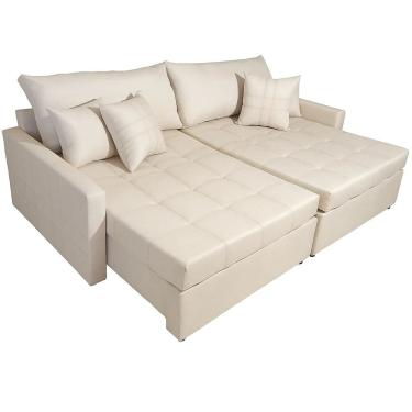 Imagem de Sofá Cama Monaco em Linho 3 Lugares Retrátil e Reclinável 200cm Orthosono Cor Bege