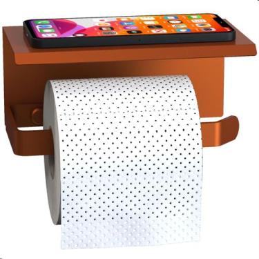 Imagem de Suporte Porta Papel Higiênico De Parede Rose Gold Max - CromoShop Home