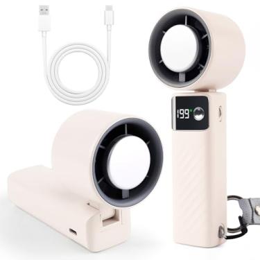 Imagem de MUUQANYU Ventilador turbo portátil portátil [resfriamento máximo 24H], ventiladores recarregáveis pessoais de 105°, velocidade 1-199, dobrável, display de LED, presentes pequenos e leves para mulheres