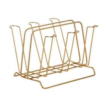 Imagem de Fxzqgnh Organizador de Canecas, Suporte para Garrafas de Vidro, Comporta 6 Xícaras de Metal Antiderrapantes, Escorredor para Xícaras de Café, Copos, Ouro, Tamanho real