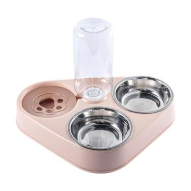Imagem de Whtkoph Alimentador Automático 3 em 1 para Animais de Estimação, Bebedouro, Dispensador de água, Alimentador para Gatos, Filhotes, Coelhos E Gatinhos, Rosa