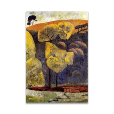 Imagem de RYLJCZ Reprodução de pinturas a óleo Paul Sérusier - Vale Azul - Impressão de arte de paisagem vintage - Arte de parede em tela para decoração de casa e escritório 30 x 45 cm (11,8 x 17,7 pol) sem