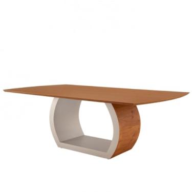Imagem de Mesa para Sala de Jantar Ellis 220cm Madeira Tampo Barril Laminado Moderna Mobília