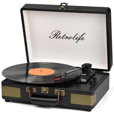 Imagem de Mala portátil Bluetooth Record Player Retrolife de 3 velocidades