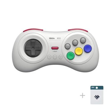 Imagem de 8Bitdo M30 Wireless Bluetooth Controller Retro Gamepad for Switch, PC Windows, MacOS, Android, Raspberry Pi with Sega Genesis & Sega Mega Drive Style (White)