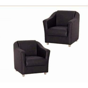 Imagem de kit 2 Poltrona Tilla para sala e quarto - Courano Preto - In-9 Decor