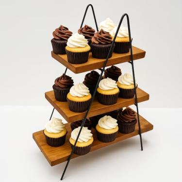 Imagem de Escadinha Expositor Doce Cupcake Salgadinho Decoração Festa Preto (Rustico)