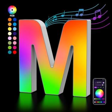 Imagem de Letras iluminadas de LED - Letras para letreiro iluminadas com letras coloridas do alfabeto, sincronização, mudança de cor - presentes de aniversário de Natal para meninas - decoração de quarto de