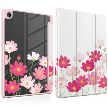 Imagem de MEEgoodo Capa para Samsung Galaxy Tab A9 Plus 27.9 cm 2023 com suporte para caneta S, capa para tablet com revestimento traseiro de acrílico transparente + suporte de três dobras + despertar/hibernar